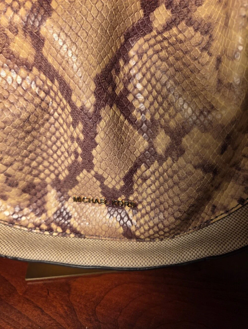 Michael Kors Julia Python Snake Embossed Leather Shoulder Bag